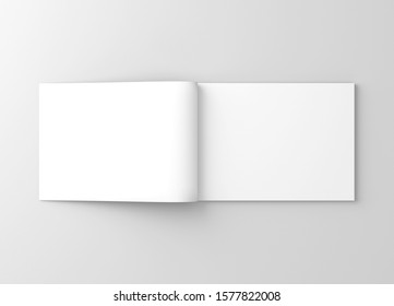 A4 A5 Us Letter Horizontal Landscape Magazine Brochure 3D Rendered White Blank Mockup