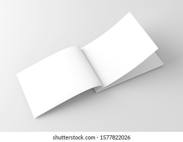 A4 A5 Us Letter Horizontal Landscape Magazine Brochure 3D Rendered White Blank Mockup