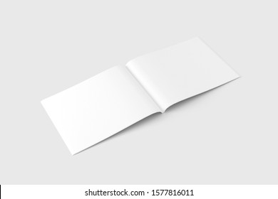 A4 A5 US Letter Landscape Horizontal Magazine Brochure 3D Rendering White Blank Mockup