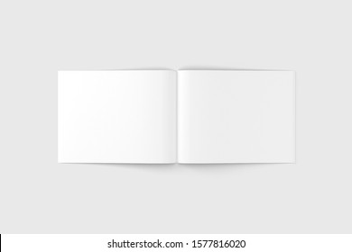 A4 A5 US Letter Landscape Horizontal Magazine Brochure 3D Rendering White Blank Mockup