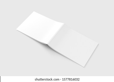 A4 A5 US Letter Landscape Horizontal Magazine Brochure 3D Rendering White Blank Mockup