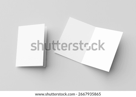 A4 Bi-fold brochure or invitation sample isolated on grey background