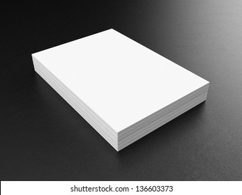 A4 Blank Paper Stack, Mockup, Leather Background