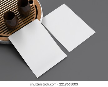 A4 document paper flyer letterhead cover letter blank presentation mockup 3d illustrated