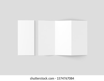 A4 Z Fold Trifold 3D Rendering White Blank Mockup