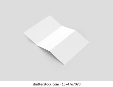 A4 Z Fold Trifold 3D Rendering White Blank Mockup