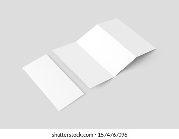 A4 Z Fold Trifold 3D Rendering White Blank Mockup