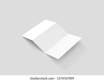 A4 Z Fold Trifold 3D Rendering White Blank Mockup