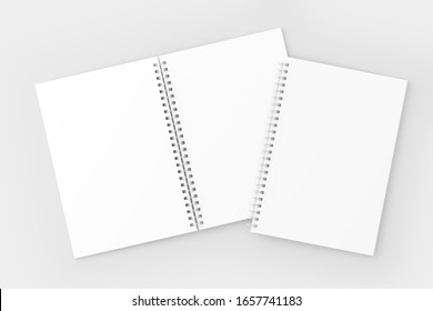 A4/A5/A6 Spiral Notebook White Blank 3D  Rendering Mockup