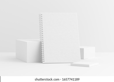 A4/A5/A6 Spiral Notebook White Blank 3D  Rendering Mockup