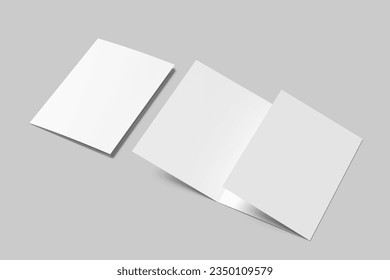 A5 Trifold Brochure Blank Mockup On Light Gray Background