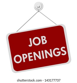 AA Red And White Sign With The Word Job Openings Isolated On A White Background, Job Openings