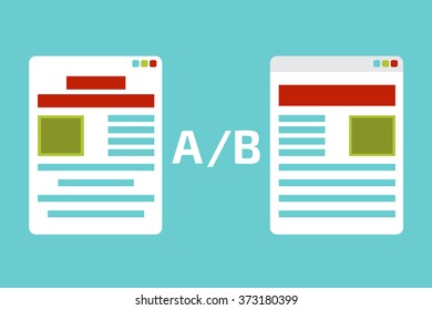 A-B Comparison. Split Testing. Concept  