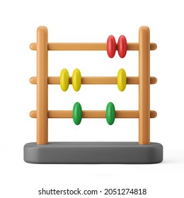 Abacus Children Toy Math Class Symbol 3d Rendering 3d Icon 3d Illustration Isolated