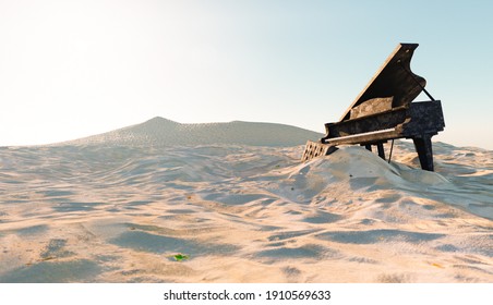 Abandoned Damaged Piano On Beach Sand Stock Illustration 1910569633 ...