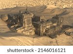 Abandoned desert outpost military buildings 3d render