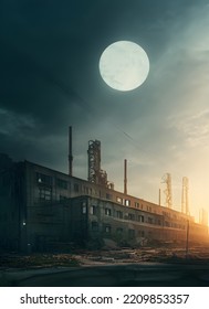 Abandoned factory  ruined   crumbling  