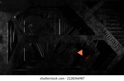 Abandoned Laboratory Metal Steel In Dark Scene 3D Rendering Industrial Wallpaper Backgrounds