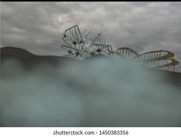 An Abandoned Theme Park In The Dark