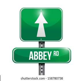 Abbey Road Road Sign Illustration Design Over White