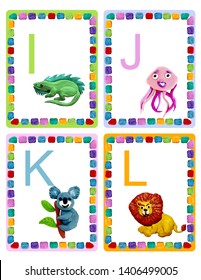 ABC Alphabet Baby Animals Flash Educational Cards Poster