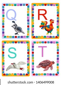 ABC Alphabet Baby Animals Flash Educational Cards Poster