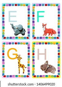 ABC Alphabet Baby Animals Flash Educational Cards Poster