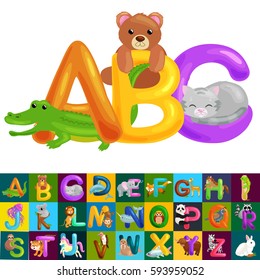 Abc Animal Letters School Kindergarten Children Stock Illustration ...