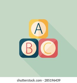 ABC Blocks Flat Icon With Long Shadow