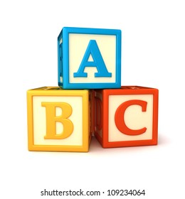 ABC building blocks on white background
