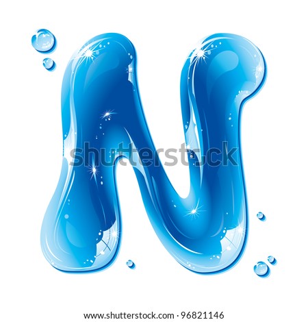 ABC Water Letter - Capital N Liquid Alphabet Gel Series  on white background - raster version Stock foto © 