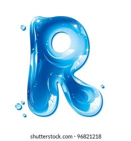ABC Water Letter - Capital R Liquid Alphabet Gel Series  on white background - raster version
