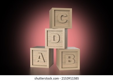 Abcd Alphabet Cubes (3d Rendering)
