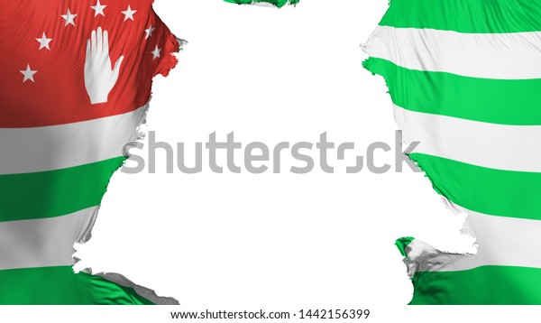 Abkhazia flag ripped apart, white background,\
3d rendering
