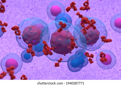 Abnormal Plasma Cell Or B-cell In Multiple Myeloma Emitting Paraprotein 3d Illustration