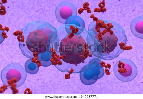 Abnormal plasma cell or b-cell in multiple\
myeloma emitting paraprotein 3d\
illustration
