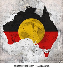 Aboriginal Australia  Flag Map And Wall Background 