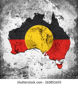 Aboriginal Australia Flag,map  And Wall Background