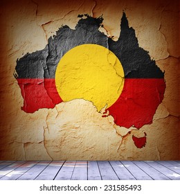 Aboriginal Australia Map  And Wall Background