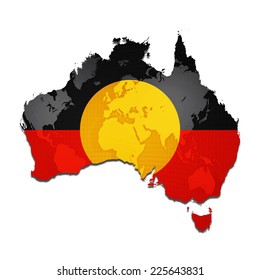 Aboriginal Australia Map And White Background