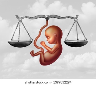 Abortion bill and fetus rights law and reproductive justice as a legal concept for reproduction rights to decide laws concerning pro life or choice with 3D illustration elements.