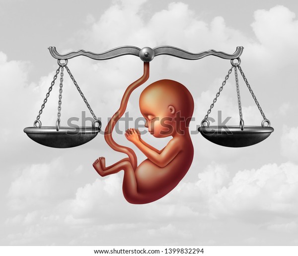 Abortion bill\
and fetus rights law and reproductive justice as a legal concept\
for reproduction rights to decide laws concerning pro life or\
choice with 3D illustration\
elements.