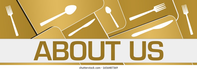 About us concept image with text and related symbols.