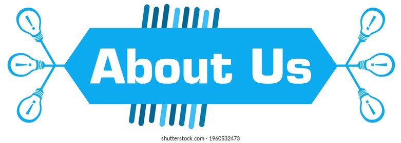About us concept image with text and related symbols.