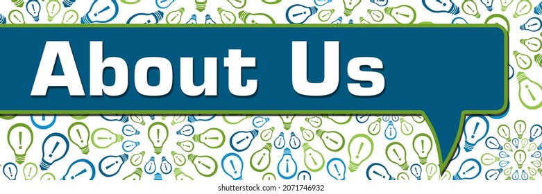 About us concept image with text and related symbols.