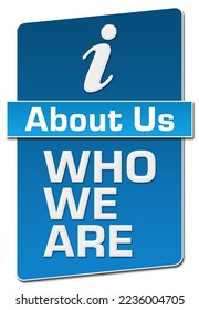 About us concept image with text and related symbol.
