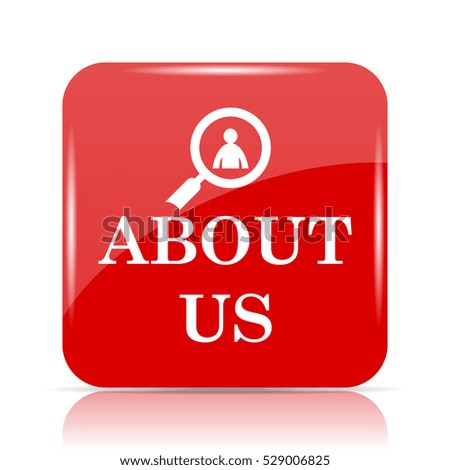 About us icon. About us website button on white background.