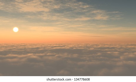 Above the clouds, 3D  digitally rendered illustration