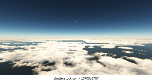 Above Clouds Sun Ray, 3d Render Illustration