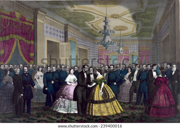 Abraham Lincoln Mary Todd Lincoln Greeting Stock Illustration